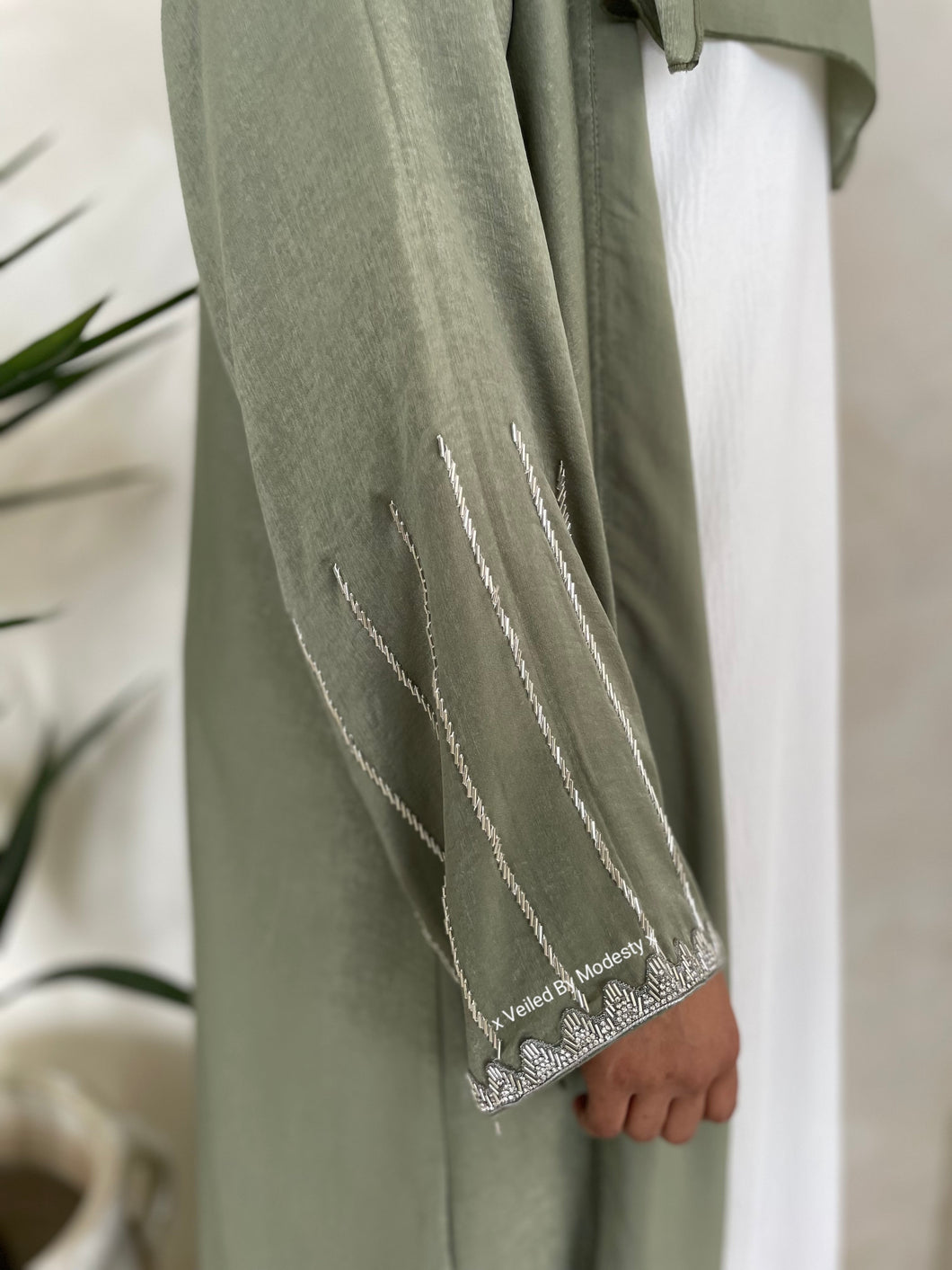 Safiya Silver Embellished Abaya